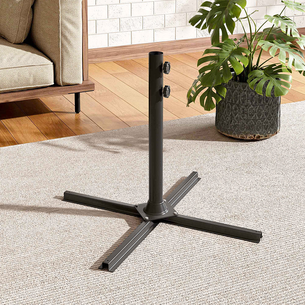 Black Metal Free Standing Parasol Umbrella Cross Base